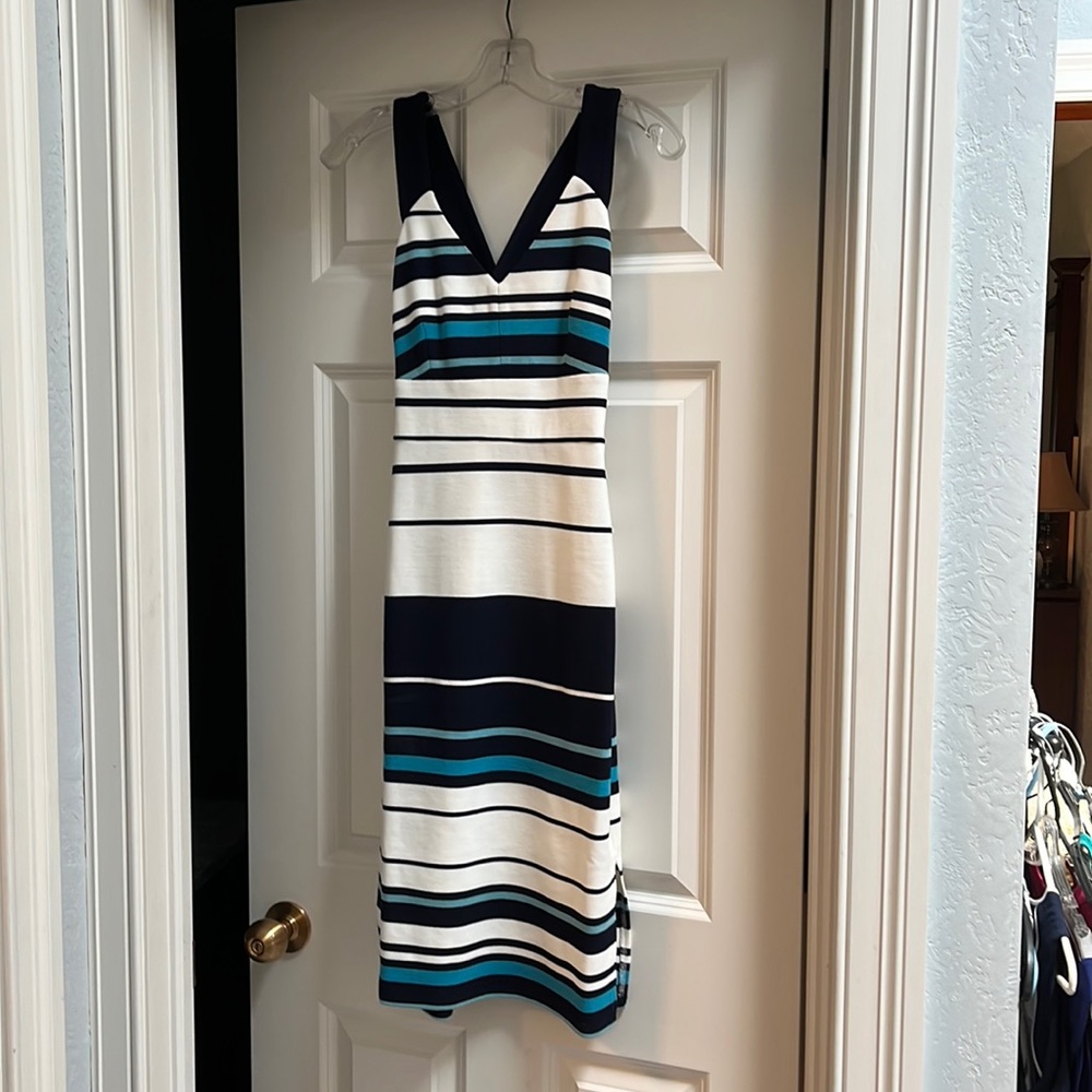 Size 0 WHBM teal, navy, and white dress